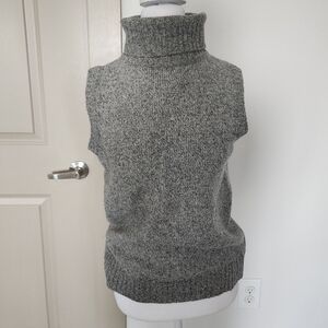 Y2K Gray Knit Turtleneck Vest Sweater
